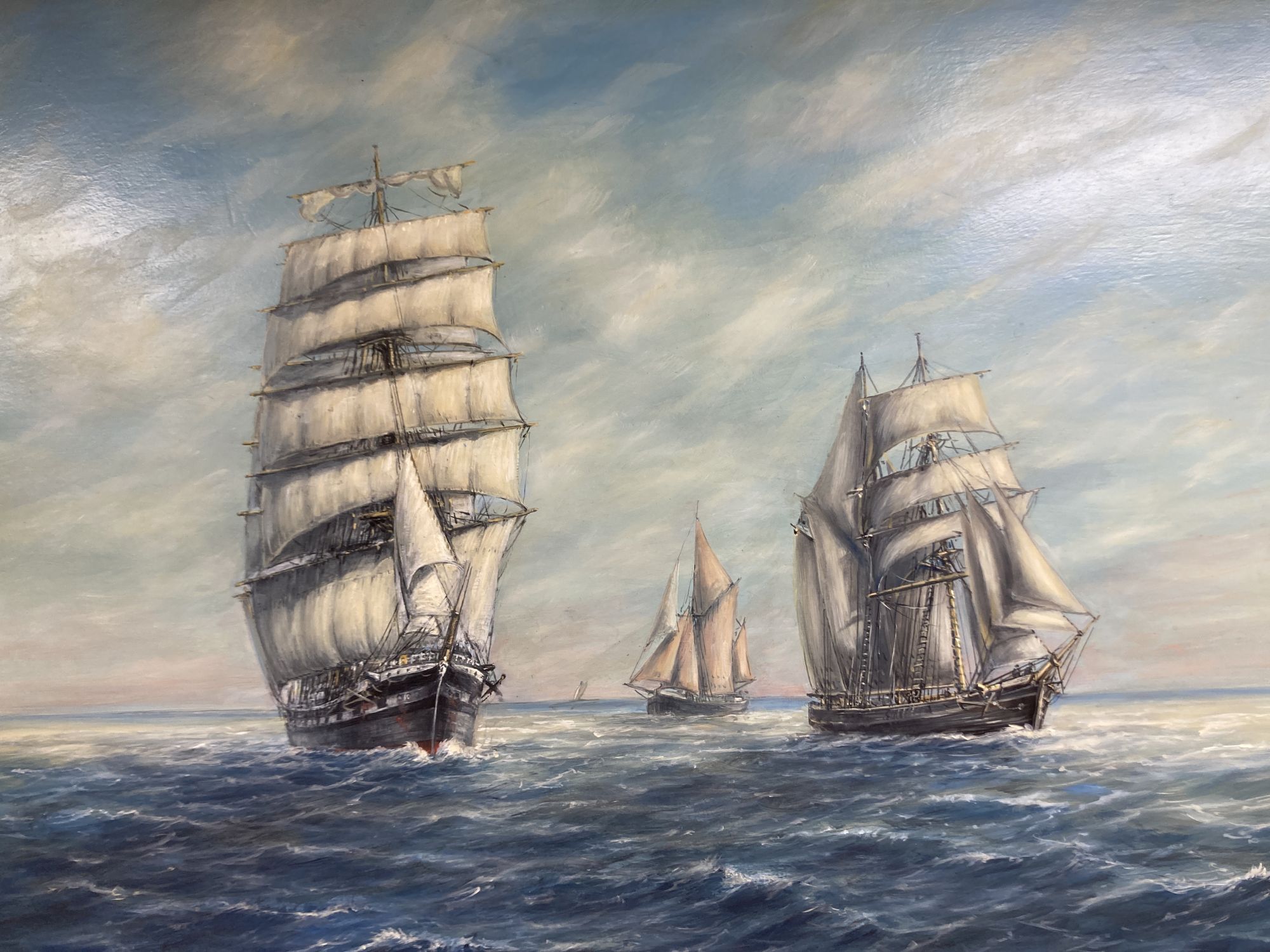Max Parsons A.R.C.A. (1915-1998), Sailing clipper and other vessels at sea,